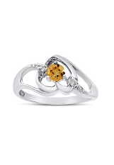 catchy white gold round citrine gemstone diamond heart birthstone baby ring